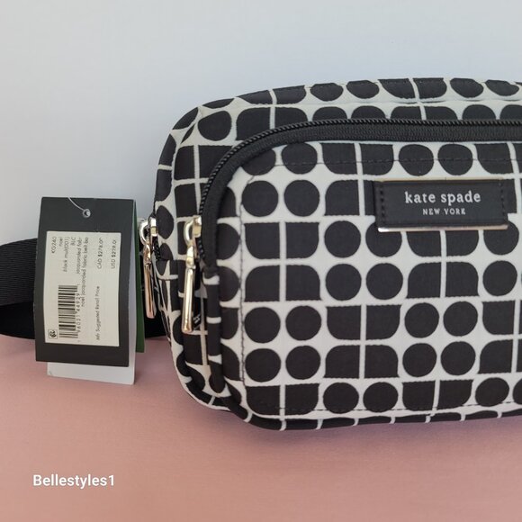 KATE SPADE Belt Bag Noel Jacquarded Printed Fabric Bag- Black Multi ⭐ - Picture 16 of 16